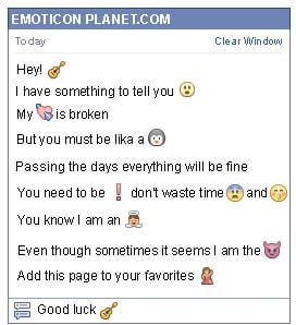 Conversation with emoticon Guitar for Facebook