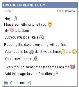 Conversation with emoticon Hand for Facebook