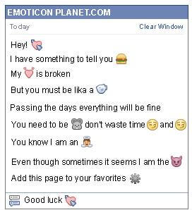 Conversation with emoticon Smitten Heart for Facebook