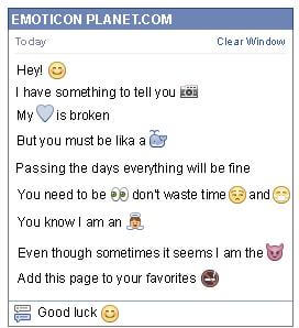 Conversation with emoticon To Blush for Facebook