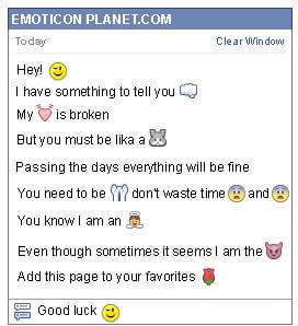 Conversation with emoticon Wink for Facebook