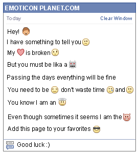 Example of using emoticons in Facebook chat